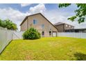 Spacious fenced backyard with lush lawn, ideal for outdoor activities and relaxation at 18508 Merseyside Loop, Land O Lakes, FL 34638