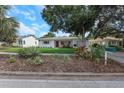 Charming one-story home featuring lush landscaping and a well-maintained front yard, enhancing its curb appeal at 245 Grove Cir N, Dunedin, FL 34698