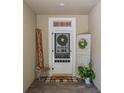 A charming front door adorned with a festive wreath and cute seasonal decor at 5102 Pheasant Woods Dr, Lutz, FL 33558