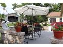 A patio is furnished with a table and chairs, accented by potted plants and decorative statues at 11323 Highlander Ct, Spring Hill, FL 34609