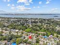 Overhead view of the neighborhood, highlighting the home's proximity to the water at 1743 Fulton Ave, Clearwater, FL 33755
