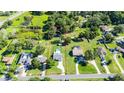 Expansive aerial view showcasing the property's layout, pool, and surrounding greenery at 37113 Waldo Dr, Dade City, FL 33525