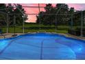 Sparkling blue in-ground pool with screened enclosure offering views of the backyard and landscaping at 18168 Clearview Dr, Brooksville, FL 34604