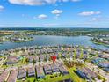Aerial view of the community, highlighting the lake and the location of the property at 315 Blackrock Ln, Apollo Beach, FL 33572