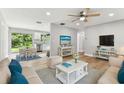 Bright living room with hardwood floors, neutral walls, and an open view of the dining area at 9936 62Nd N St, Pinellas Park, FL 33782