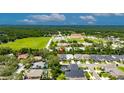 Aerial view of a residential area showcasing well-maintained homes and lush green surroundings at 10399 Boyette Brook St, Riverview, FL 33569