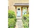 Charming front entrance with lush landscaping, highlighting the home's curb appeal and welcoming atmosphere at 1884 Clearbrooke Dr, Clearwater, FL 33760