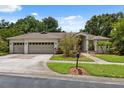Charming single-story home with a well-manicured lawn, mature trees, and a two-car garage at 3037 Crest Dr, Clearwater, FL 33759