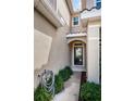 Welcoming front entrance features tiled roofing, a glass door and adjacent mature landscaping at 575 53Rd N Ave, St Petersburg, FL 33703