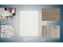 Selection of the home's interior materials: backsplash, carpet, granite, cabinet, and flooring at 2204 S Biscayne Dr, North Port, FL 34287