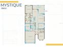 Mystique floor plan showcasing the layout of the home featuring 4 bedrooms, 3 baths, and a 2 car garage at 6072 Silver Grass Ct, Nokomis, FL 34275