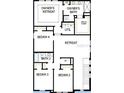 Upstairs floor plan showcasing the bedrooms and bathrooms at 3275 Guanabana Xing, Wesley Chapel, FL 33543
