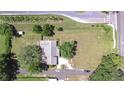Bird's-eye view of a home with a large yard, mature trees, and a spacious driveway at 3125 S Miller Rd, Valrico, FL 33596