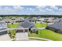 Expansive aerial view showcasing a well-maintained lawn and landscaping at 6879 Talamore Dr, Wesley Chapel, FL 33545