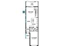 Detailed floor plan showcasing the first floor layout with kitchen, living, dining, and garage at 1130 Creek Valley Ct, Brandon, FL 33511