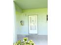 Close-up of an exterior door, painted white, and a small garden in front of the house at 1706 Belleair Forest Dr # 146, Belleair, FL 33756