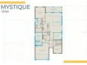 Mystique floor plan showcasing the layout with bedrooms, bathrooms, kitchen, gathering room, and lanai at 27124 Capri Shores Cir, Englewood, FL 34223