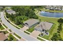 An aerial view showcases a lovely home, water view, and proximity to neighborhood amenities at 1846 Moorhen Way, Lutz, FL 33558