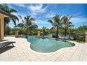 Inviting pool with waterfront views and lush palm trees, perfect for relaxation and entertainment at 8707 Silverthorn Rd, Seminole, FL 33777