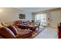 Well-lit living room showcases a cozy seating arrangement and neutral walls at 2898 Thaxton Dr # 76, Palm Harbor, FL 34684