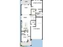 Detailed floorplan showcasing the layout with kitchen, dining, Gathering room, study, lanai, and a three-car garage at 5028 Chapel Row Ave, Apollo Beach, FL 33572