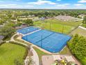 Overhead view of community recreation area with tennis and basketball courts, playground, and green space at 11830 Autumn Creek Dr, Riverview, FL 33569