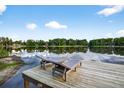 Inviting lake view from the dock, complete with lounge chairs for relaxing and enjoying the serene surroundings at 3620 Little Rd, Lutz, FL 33548
