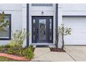 Elegant front door with decorative glass and manicured landscaping at 2746 Heathgate Way, Land O Lakes, FL 34638