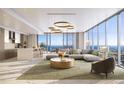Expansive living room with floor-to-ceiling windows offering stunning water views and sophisticated decor at 235 1St S Ave # 2405, St Petersburg, FL 33701