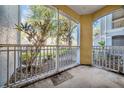 Enclosed outdoor balcony with trees and plants; relaxing space at 18001 Richmond Place Dr # 116, Tampa, FL 33647