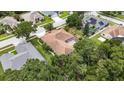 Scenic aerial view of the neighborhood showcasing the home's location among lush greenery at 1216 Fox Chapel Dr, Lutz, FL 33549
