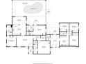 Detailed floor plan of home with bedrooms, kitchen, living room, screened porch, and swimming pool at 271 Eastpoint Ct, Spring Hill, FL 34606
