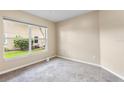 Bright bedroom with neutral walls, carpet flooring, and a large window overlooking the yard at 2910 Red Coat Cir, Brandon, FL 33511