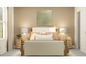 Cozy bedroom with neutral tones, stylish lamps, and a comfortable bed with decorative pillows at 31639 Splash Isle, San Antonio, FL 33576