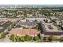 Wide aerial shot of neighborhood showcasing various residential buildings and a distant city skyline, with ample greenery at 501 S Moody Ave # 1134, Tampa, FL 33609