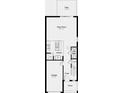 Layout of first-floor featuring a kitchen, great room, garage, powder room, foyer, and covered patio at 13240 Stable Pl, Parrish, FL 34219