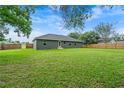 Spacious backyard featuring a well-maintained lawn and a wooden fence for privacy at 6103 Fairway Dr, Ridge Manor, FL 33523