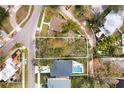 View of residential lot ready for construction, situated near a house with a modern pool and well-kept neighborhood streets at 2608 N Ridgewood Ave, Tampa, FL 33602