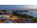 Night time aerial view of building and waterfront at 1020 Sunset Point Rd # 603, Clearwater, FL 33755