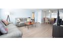 Spacious living room with light gray sofas and wood coffee table at 7057 Versailles N # 15, Pinellas Park, FL 33781
