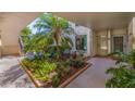 Charming condo courtyard featuring lush tropical plants, stairs, and a tranquil outdoor ambiance at 6365 Bahia Del Mar Blvd # 105, St Petersburg, FL 33715
