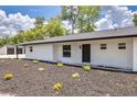 Beautifully landscaped front yard with fresh mulch and vibrant plantings leading to the home's entrance at 7414 Van Dyke Rd, Odessa, FL 33556