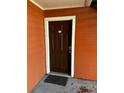 Dark brown front door with white trim on an orange building at 10200 Gandy N Blvd # 816, St Petersburg, FL 33702