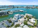 Stunning aerial view showcasing the property's waterfront location at 211 Dolphin Pt # 203, Clearwater, FL 33767