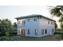 A well-lit modern home featuring a balcony, clean lines, and views of the serene backyard at 1045 Conant Ave, Safety Harbor, FL 34695