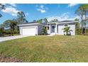 New construction home with gray exterior and green lawn at 10110 Bay State Dr, Port Charlotte, FL 33981