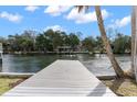 Private dock on calm waterway with trees and houses at 8064 Marys Fish Camp Rd, Weeki Wachee, FL 34607