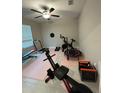 Home gym with various exercise equipment including a rowing machine and treadmill at 15434 Miller Creek Dr, Sun City Center, FL 33573