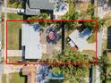 Aerial view showcasing the home and backyard at 5800 & 5802 Tennessee Ave, New Port Richey, FL 34652