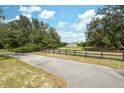 Driveway leading to a house with a black fence and lush landscaping on both sides at 13285 Kingfisher Rd, Weeki Wachee, FL 34614